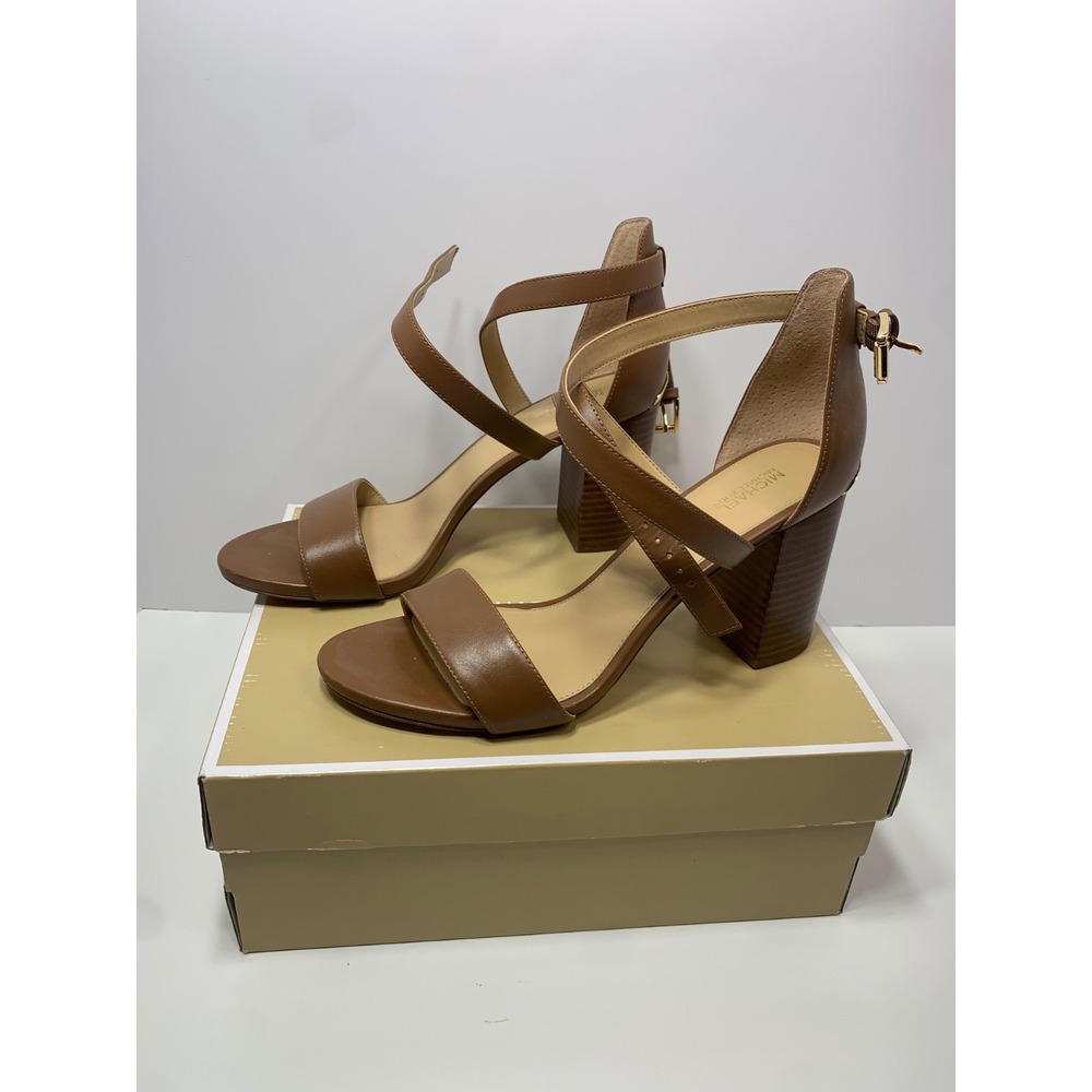 Michael Kors Size 9.5 Ava Patent Leather Crisscross Ankle Strap Stiletto Sandals